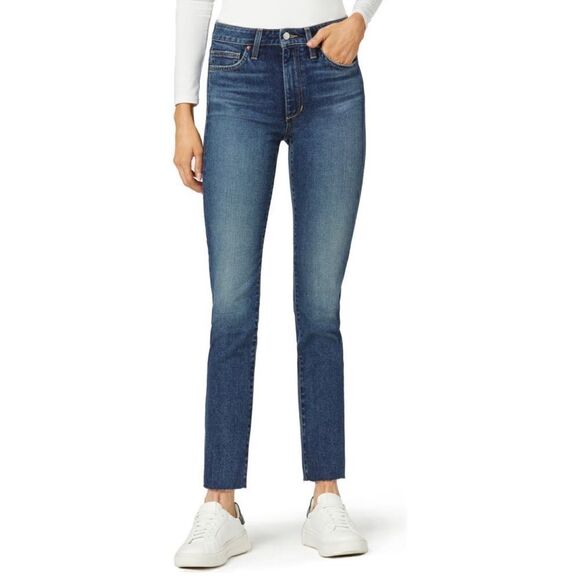 NWT Joe's Jeans High Rise Straight Ankle Raw Frayed Hem Jeans in Paula, Size 23 - Picture 1 of 16